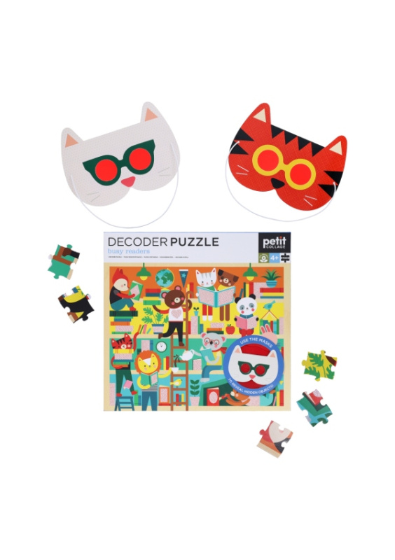 Petit Collage puzzle knihovna s 3D brýlemi