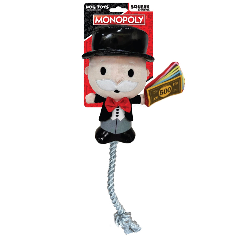 Plyšová přetahovací hračka pro psy MONOPOLY Mr. Monopoly s lanem 20 cm