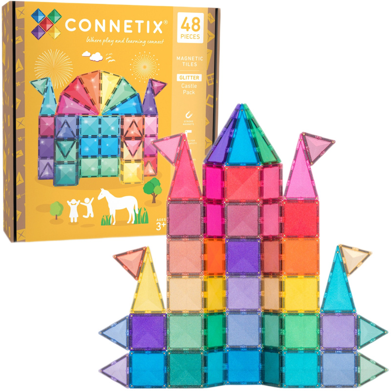 Magnetické stavebnice s třpytkami 48 ks CONNETIX Glitter Castle Pack