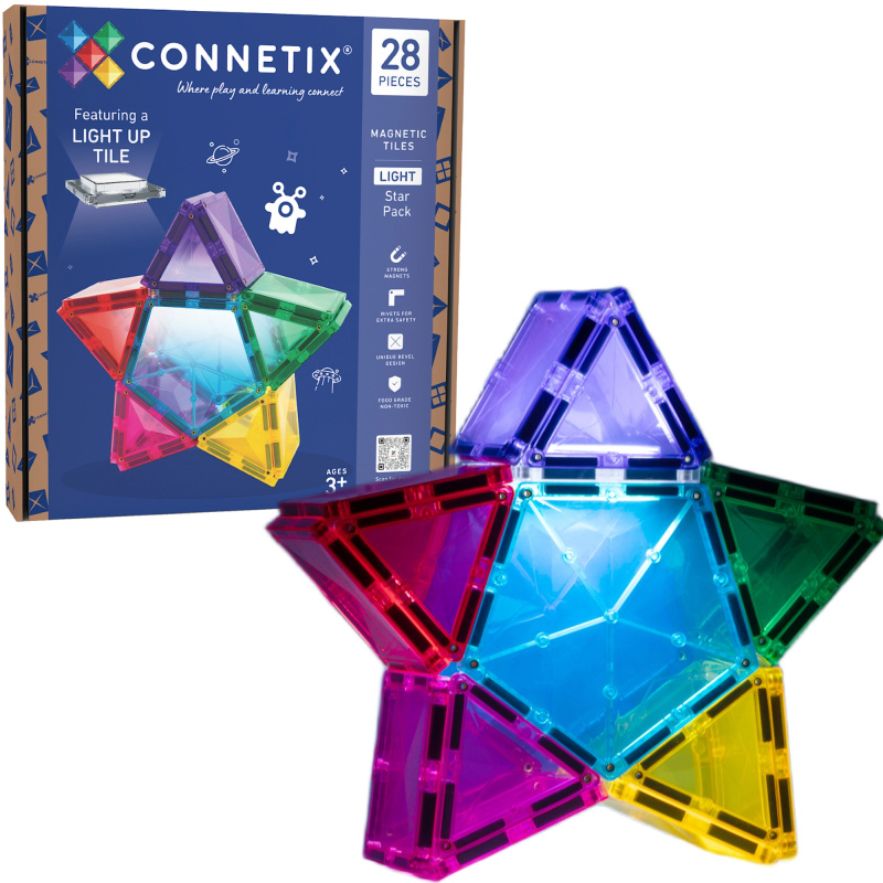 Connetix Light Star Pack magnetické stavební dílky se světlem, 28 ks