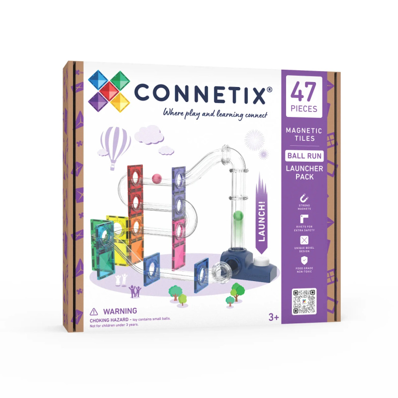 Connetix kuličková dráha s odpalovačem, 47 dílů
