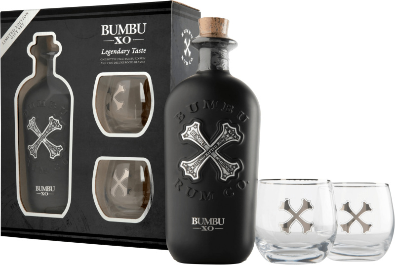 Bumbu XO + 2 sklenice 40% 0,7l (darčekové balenie 2 poháre)
