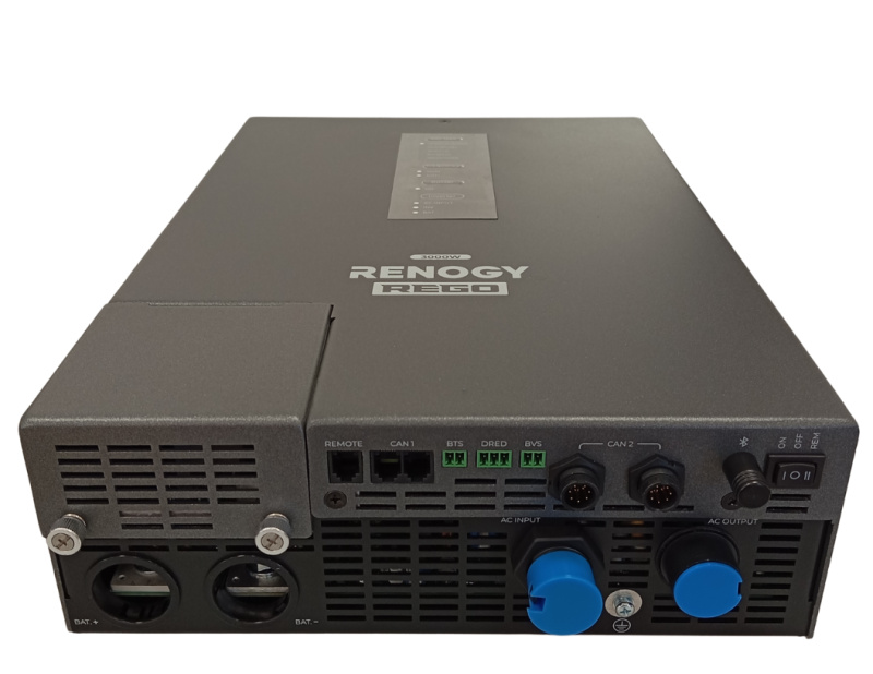 Renogy REGO 3000W 12V měnič napětí čistá sinusoida s integrovanou nabíječkou 150A, s Bluetooth