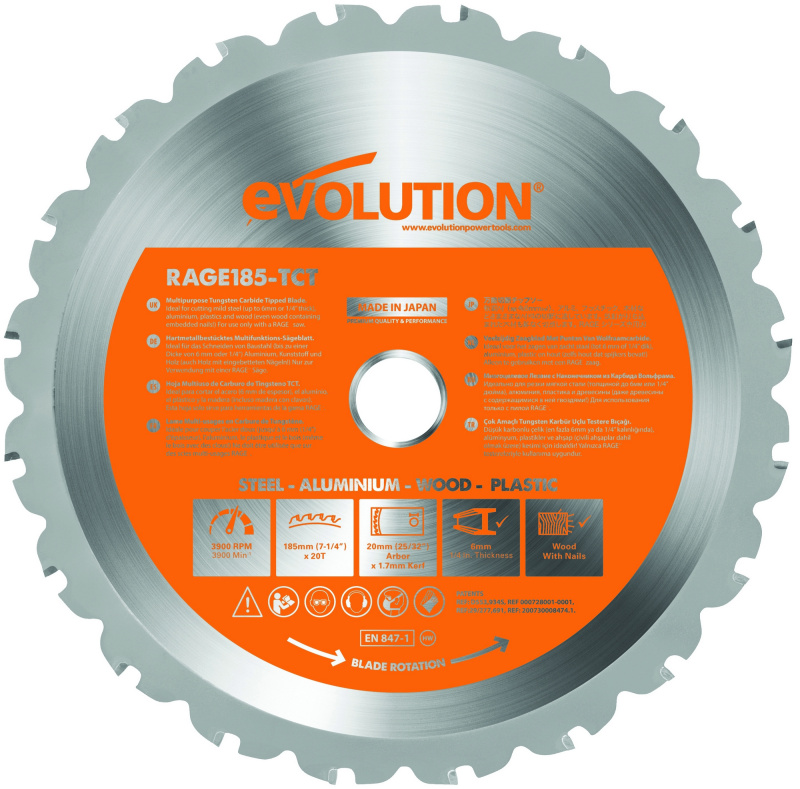 Kotouč pilový Evolution Rage 185×20×1,7 mm 20 z.