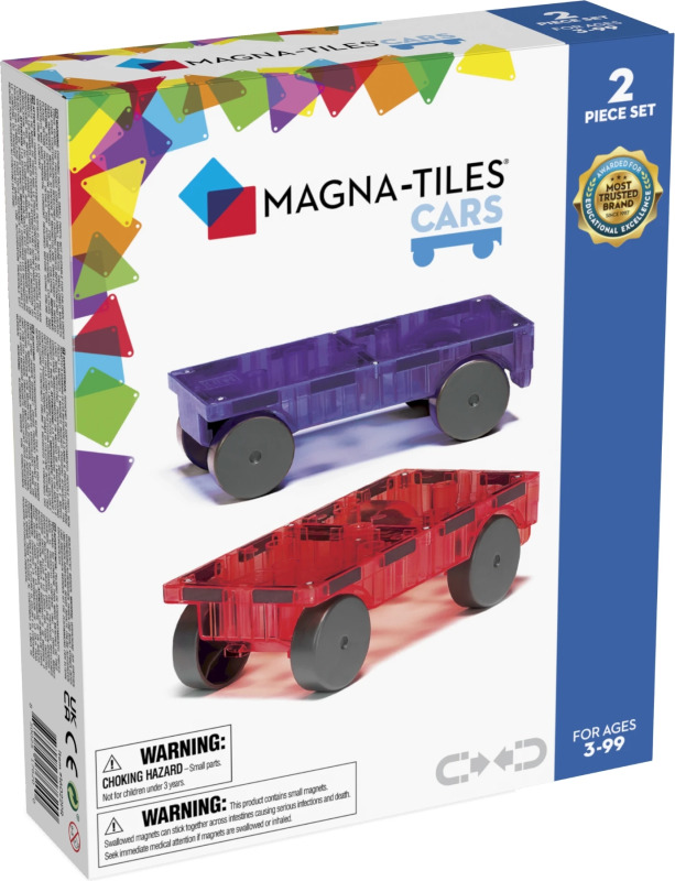 MAGNA-TILES magnetická stavebnice aut fialová a červená - 2 ks