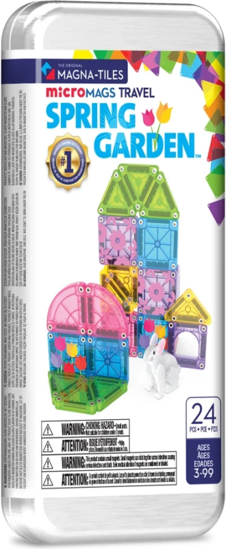 Magna-tiles microMAGS cestovní magnetická stavebnice jarní zahrada (24 dílků)