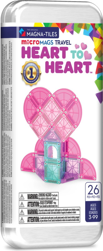 Magnetická stavebnice MAGNA-TILES microMAGS cestovní sada Heart to Heart, 26 dílků