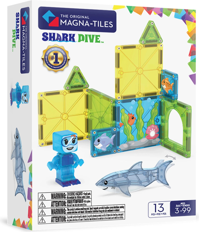 MAGNA-TILES Magnetická stavebnice Potápění se žraloky, 13 dílků