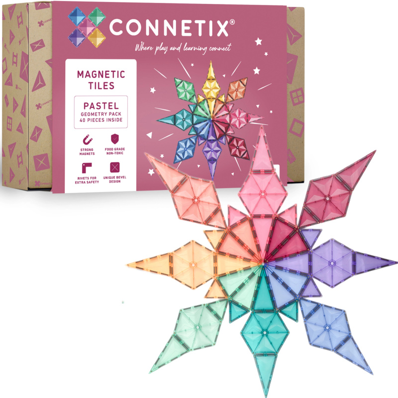 Connetix Pastel Geometry Pack magnetické stavebnice 40 dílů