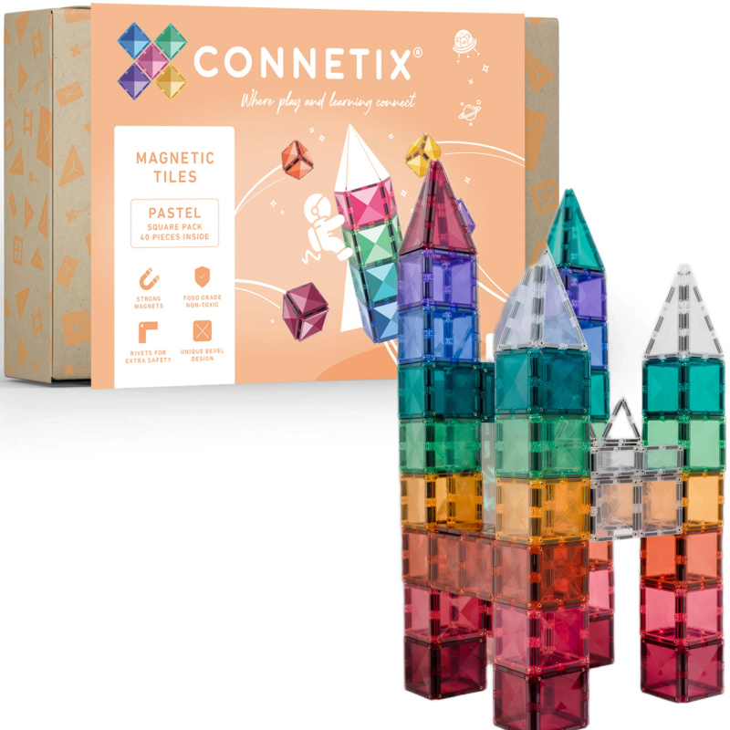 Connetix Pastel Square Pack magnetické stavebnice 40 dílů