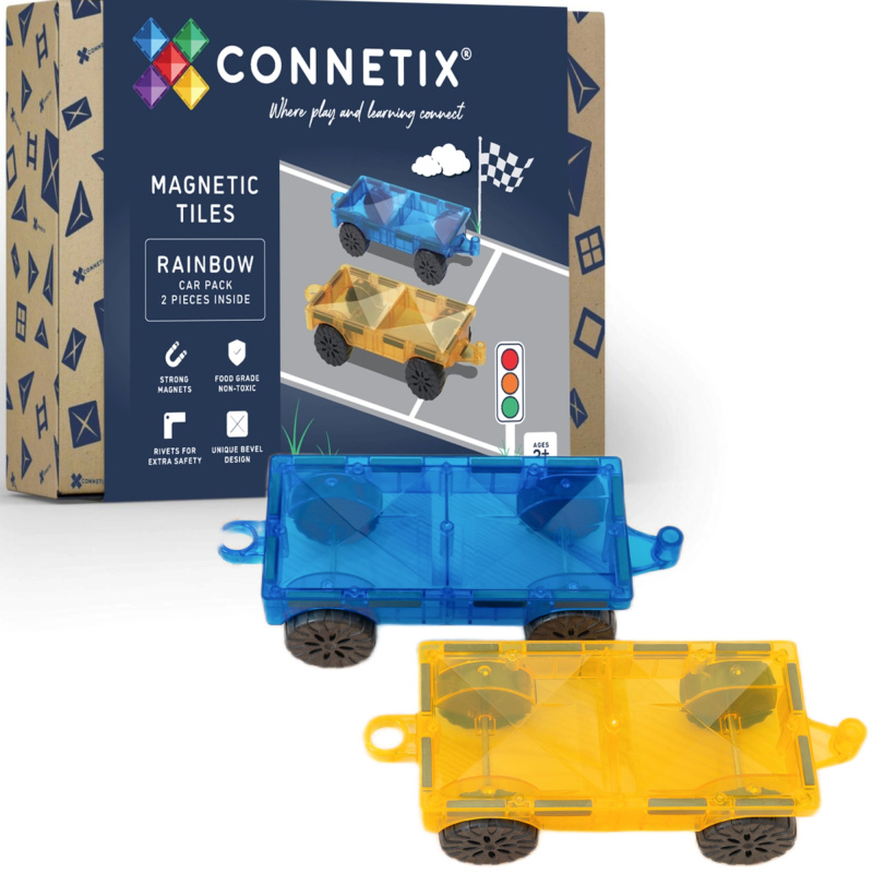 Connetix Rainbow Car Pack magnetické podvozky – 2 vozidla