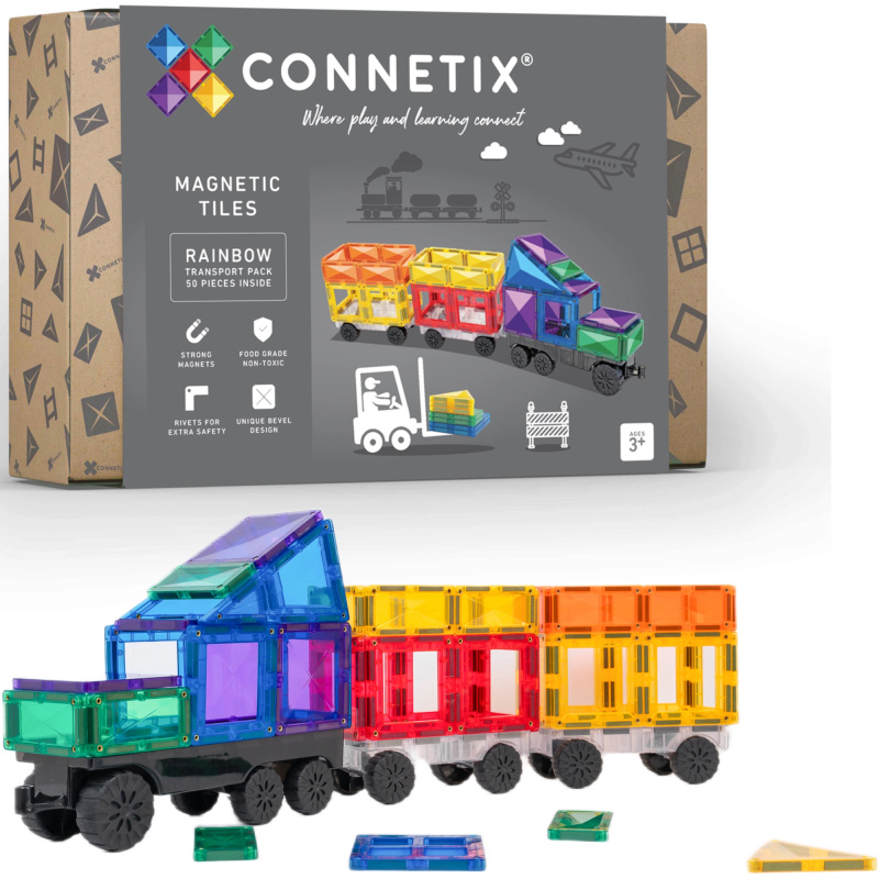 Connetix Rainbow Transport Pack magnetická stavebnice 50 dílů