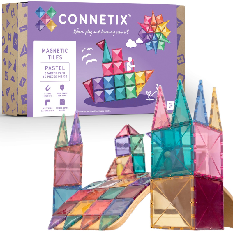 Connetix Pastel Starter Pack magnetické stavebnice 64 ks