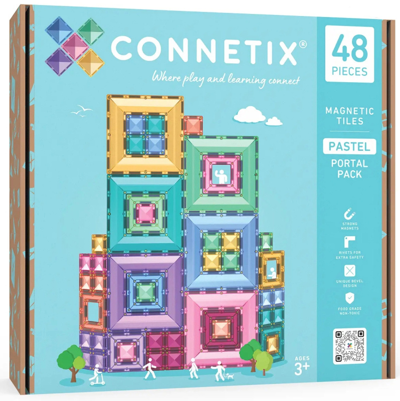 Connetix Pastel Portal Pack – kreativní magnetické stavebnice, 48 dílů