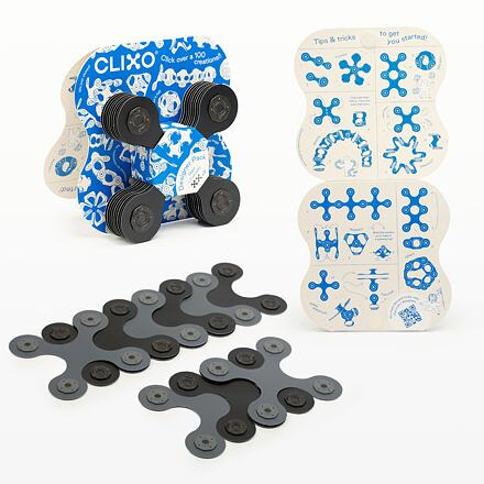 CLIXO Designer Black & Grey - magnetická stavebnice 9 ks
