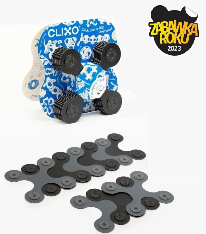 CLIXO Designer Black & Grey - magnetická stavebnice 9 ks