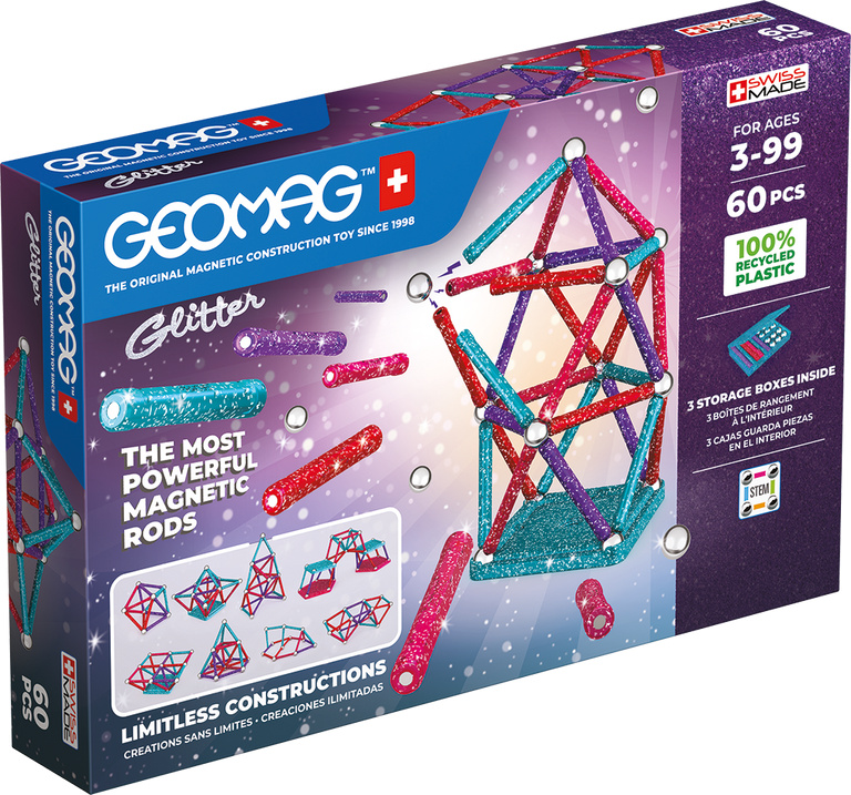 Magnetická stavebnice GEOMAG Glitter 60 dílků