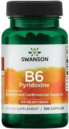 Swanson Vitamin B6 Pyridoxine 100 mg 100 kapslí