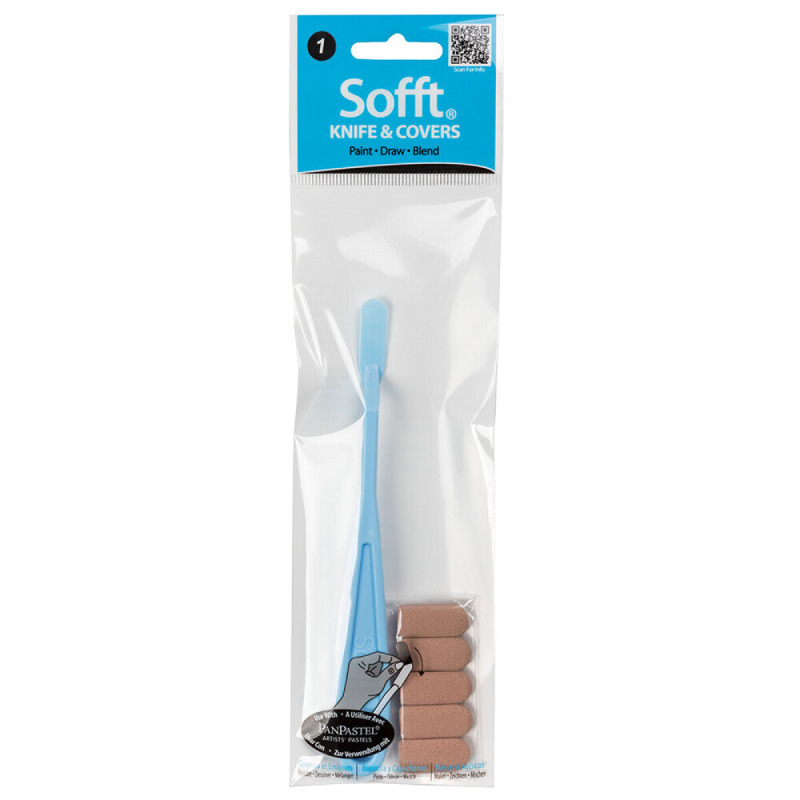 PanPastel Sofft No.1 Round Covers & Knife - špachtle pro nanášení pastelu, s návleky, 6 kusů