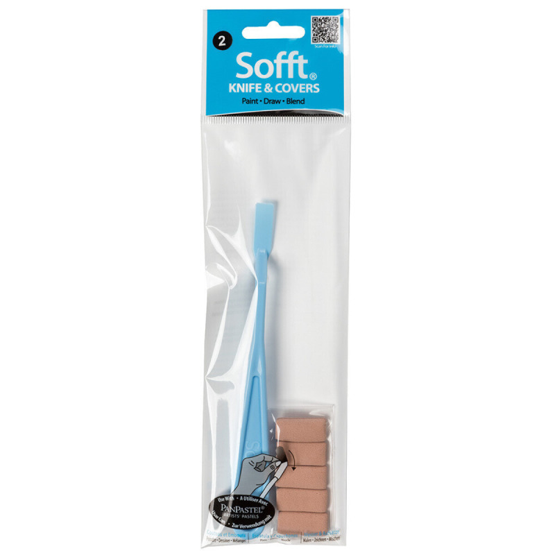 PanPastel Sofft No.2 Round Covers & Knife - špachtle pro nanášení pastelu, s návleky, 6 kusů