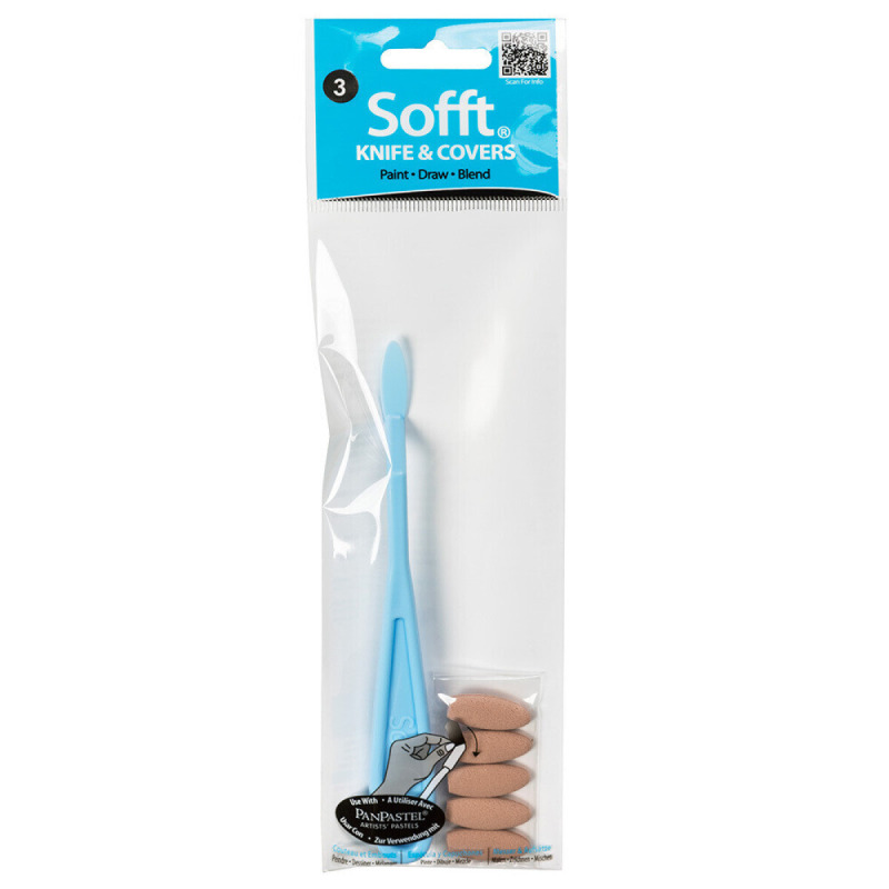 PanPastel Sofft No.3 Round Covers & Knife - špachtle pro nanášení pastelu, s návleky, 6 kusů