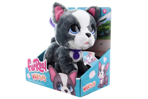 FurReal Walkalots francouzský buldoček – interaktivní plyšový pejsek na vodítku 20 cm