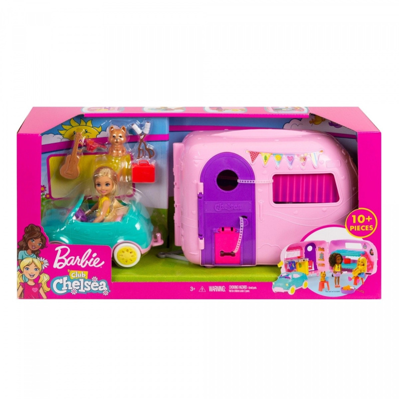 Barbie Chelsea kempingová karavana s panenkou a pejskem