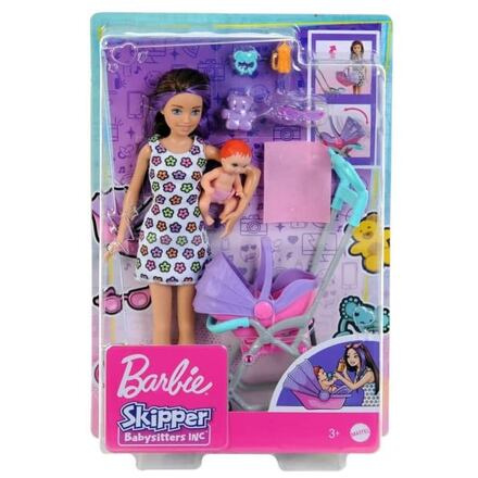 Barbie Chůva herní set Kočárek