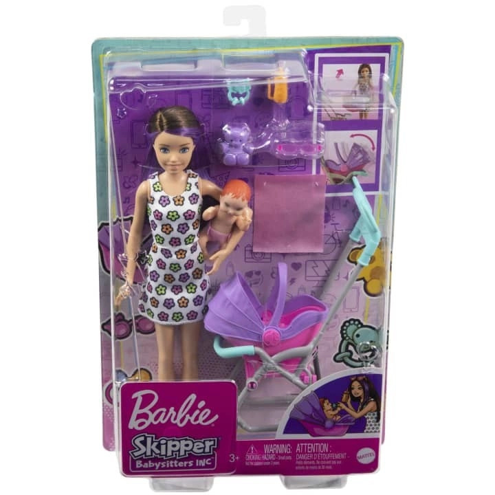 Barbie Chůva herní set Kočárek