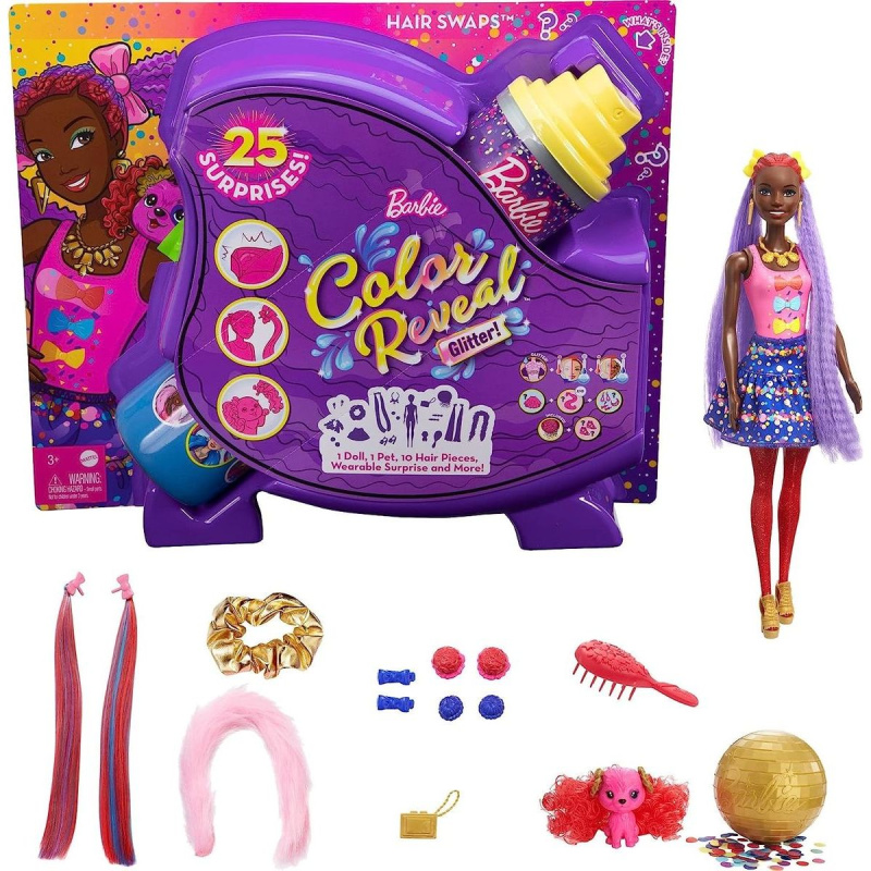 Barbie Color Reveal party styling panenky fialové vlasy