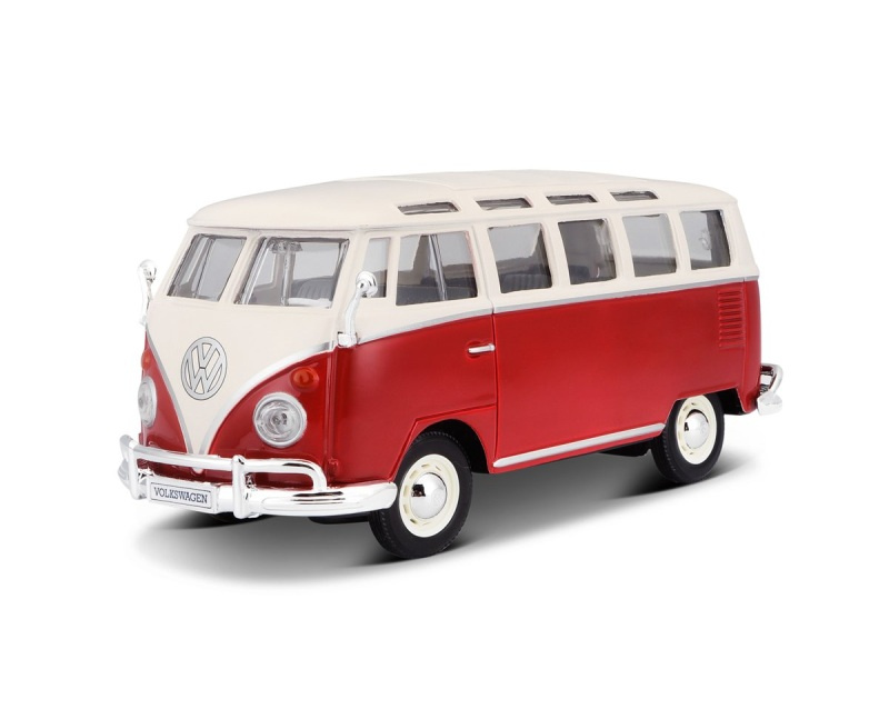 Maisto Volkswagen Van Samba, Bílo-červená 1 : 25