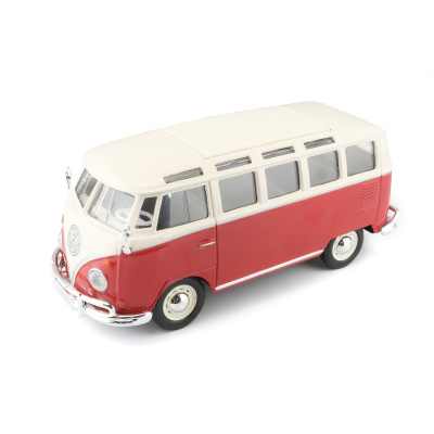 Maisto Volkswagen Van Samba, Bílo-červená 1 : 25