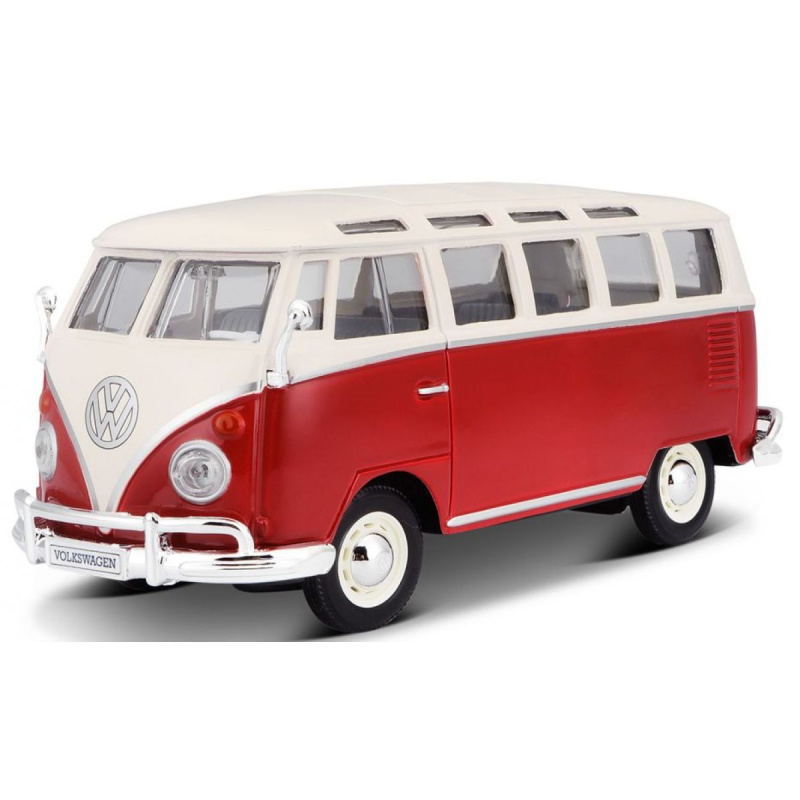 Maisto Volkswagen Van Samba, Bílo-červená 1 : 25