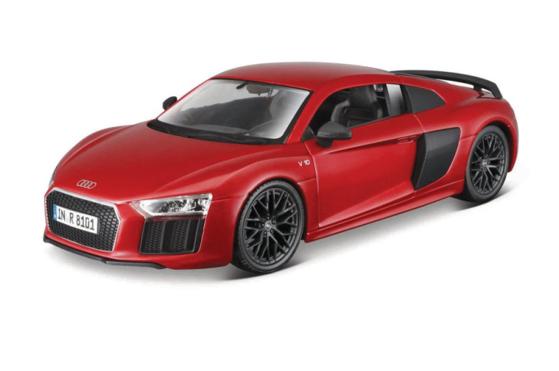 Maisto - Audi R8 V10 Plus, metal červená, assembly line, 1:24