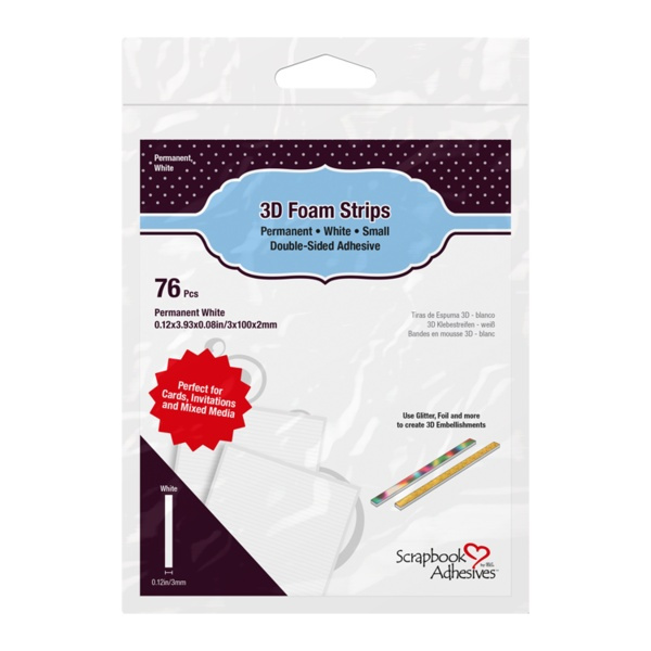 3D pěnové proužky bílé 0,3x10cm (76ks)
