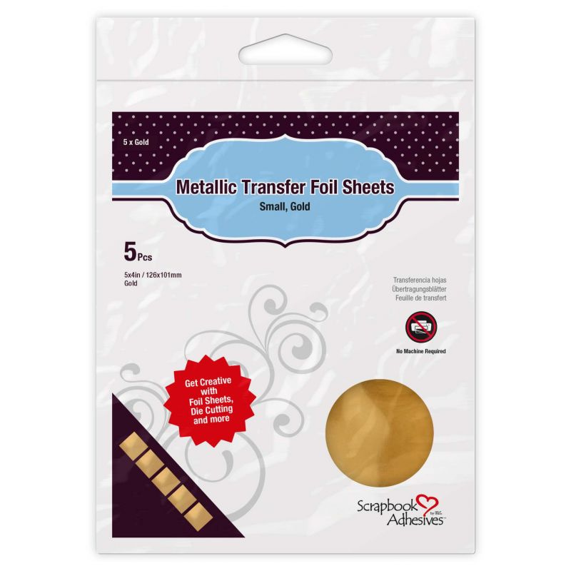 Metalická transferová fólie zlatá 12,6x10,1cm (5ks)