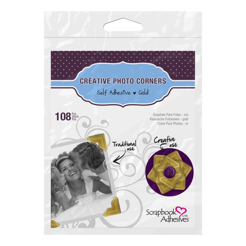Samolepicí rohy na fotky zlaté (108ks)