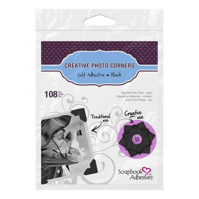 Samolepicí rohy na fotky černé (108ks)