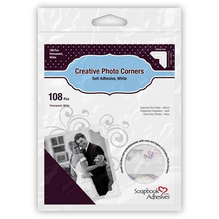 Samolepicí rohy na fotky bílé (108ks)