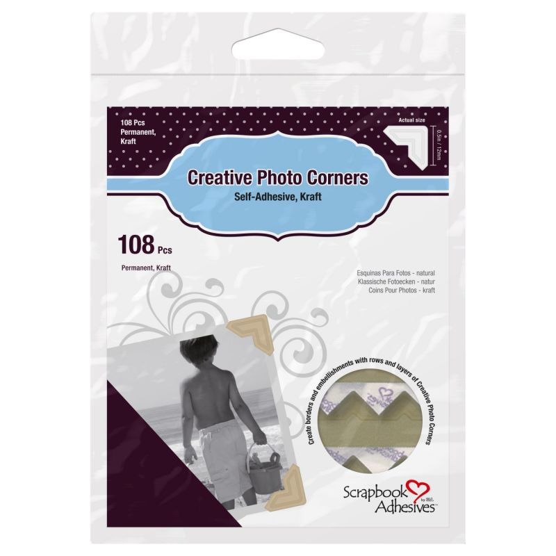 Samolepicí rohy na fotky kraft (108ks)