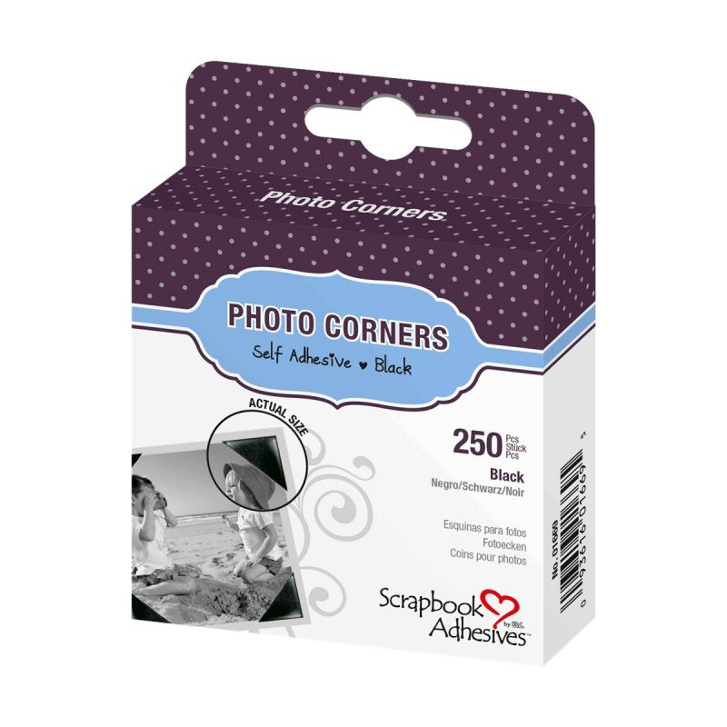 Samolepicí rohy na fotky černé (250ks)