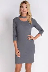 Dámské šaty SU-1133 šedé - Avaro šedá XL/XXL