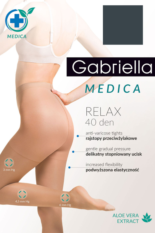 Silonkové punčocháče Gabriella Medica Relax 40 DEN Code 111 Barva: Šedá, Velikost: S
