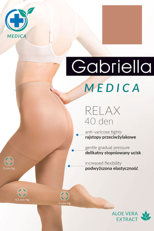 Silonkové punčocháče Gabriella Medica Relax 40 DEN Code 111 Barva: Béžová, Velikost: 5-XL