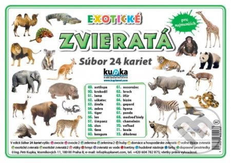 Súbor 24 kariet - Zvieratá (exotické) - kniha z kategorie Učebnice a slovníky