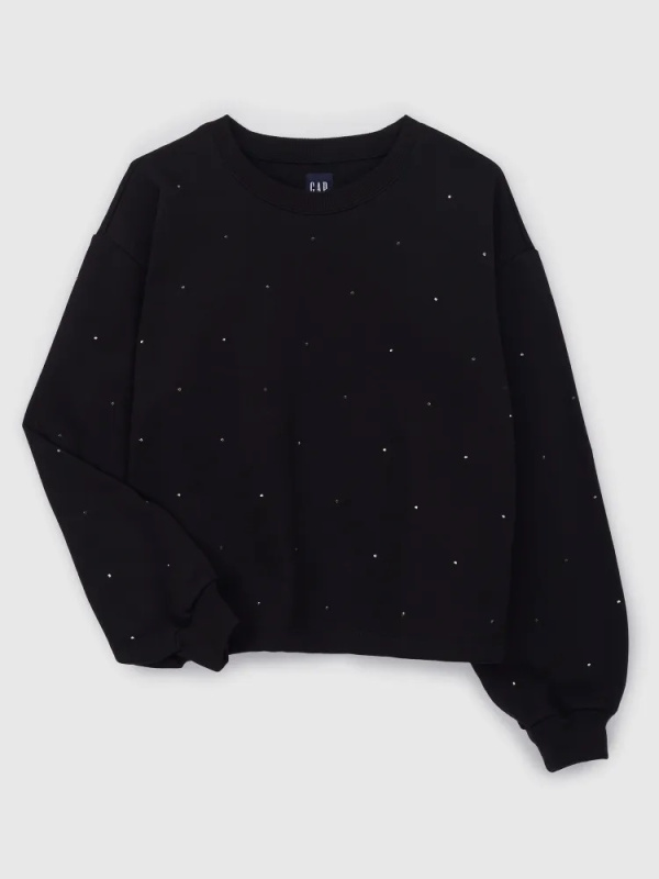 GAP Mikina vintage soft crop černá s kamínky Velikost: M