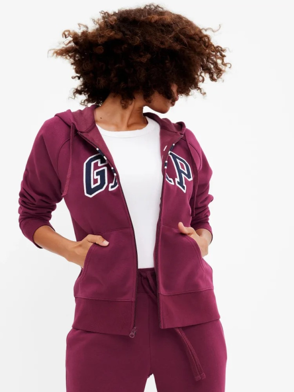 GAP HERITAGE Full Zip Hoodie dámská mikina vínová Velikost: XXS