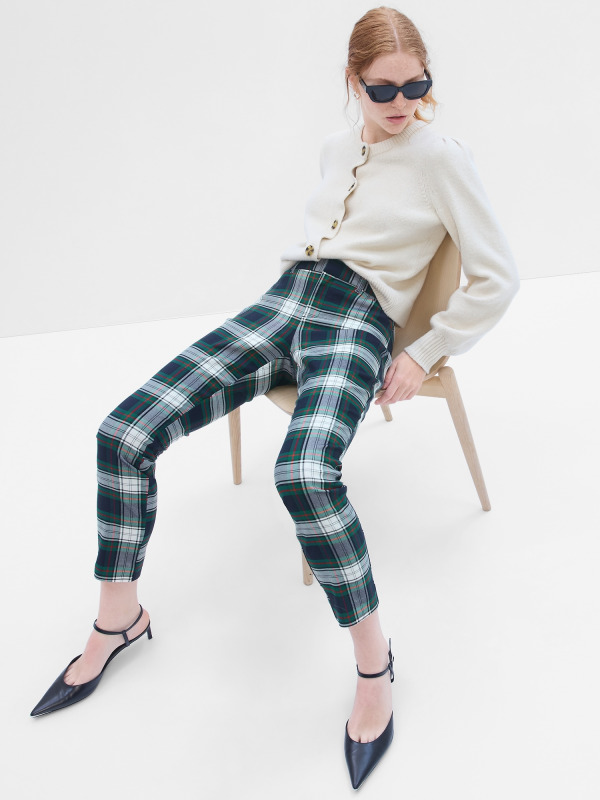 GAP Kostkované kalhoty skinny bi-stretch - Dámské