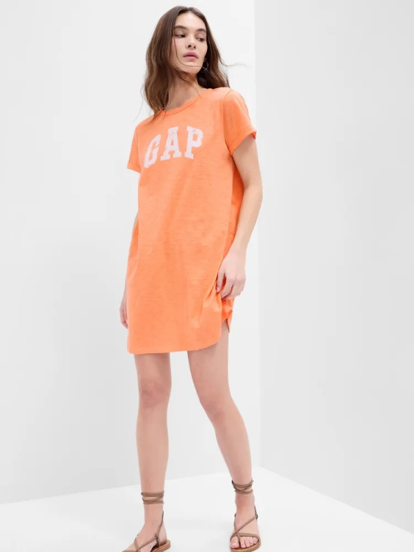 GAP ME LOGO dress dámské tričkové šaty oranžová Velikost: XXS