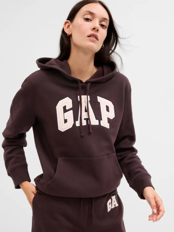 GAP HERITAGE Pullover Hoodie dámská mikina tmavě hnědá Velikost: XS
